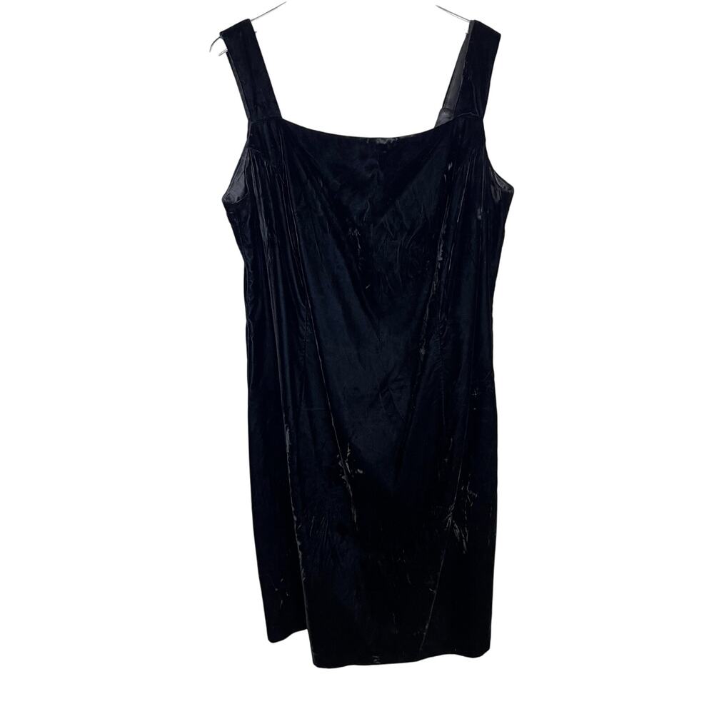 Gunne Sax Vintage Black Velvet Square Neck Cocktail Dress Short Size 22W